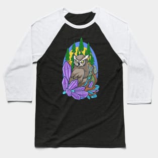 Aesthetic owl in forest with crystals Baseball T-Shirt